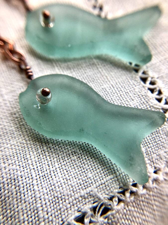 “Sea Glass” fish Necklace - Copper Rolo Chain AVAILABLE AT INNOVA ARTS