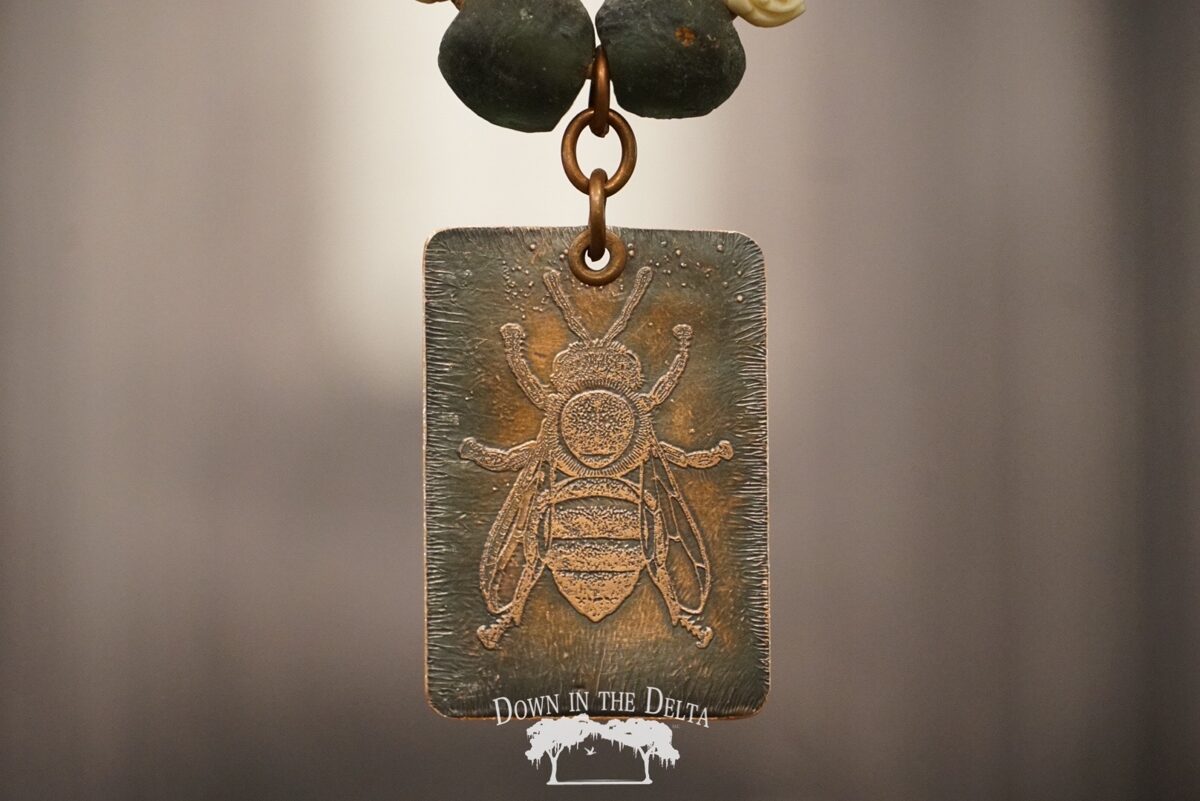 Acid Etched Honey Bee Necklace