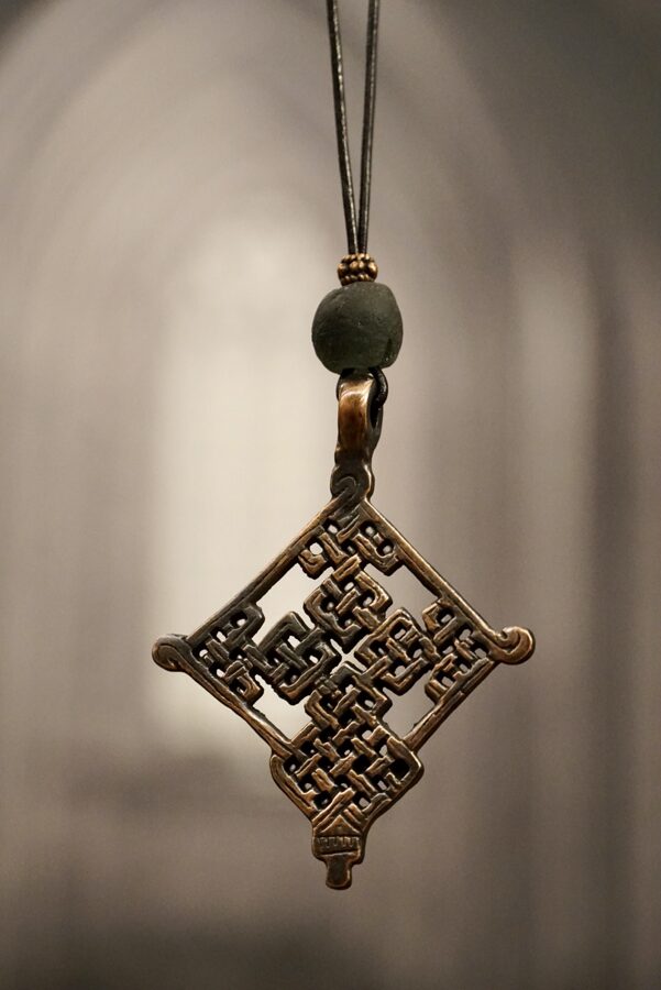 Celtic Cross Statement Necklace with Single Black Glass Bead AVAILABLE AT INNOVA ARTS
