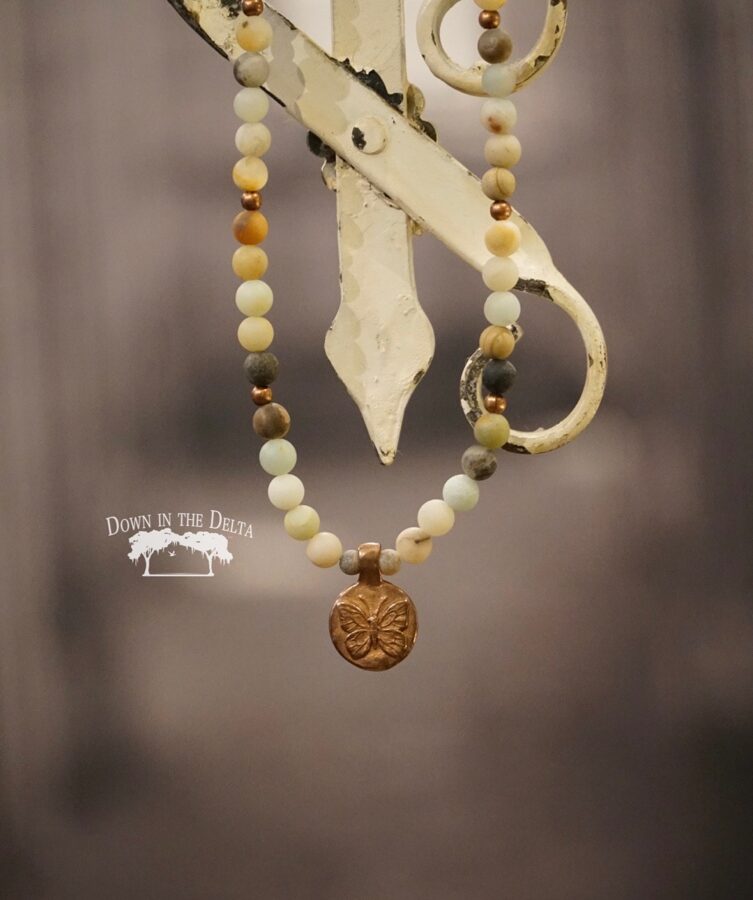 Butterfly Necklace with Amazonite Beads