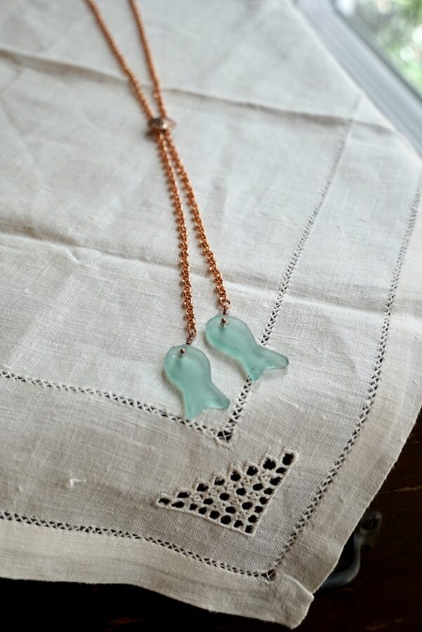 “Sea Glass” fish Necklace - Copper Rolo Chain AVAILABLE AT INNOVA ARTS
