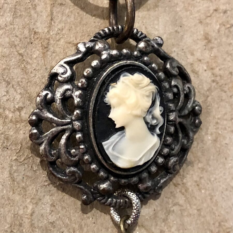 Mixed Metal and Black Cameo Necklace
