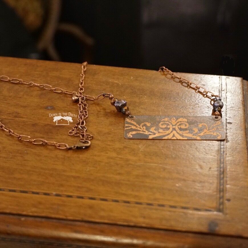 Copper Necklace with bead embellishments