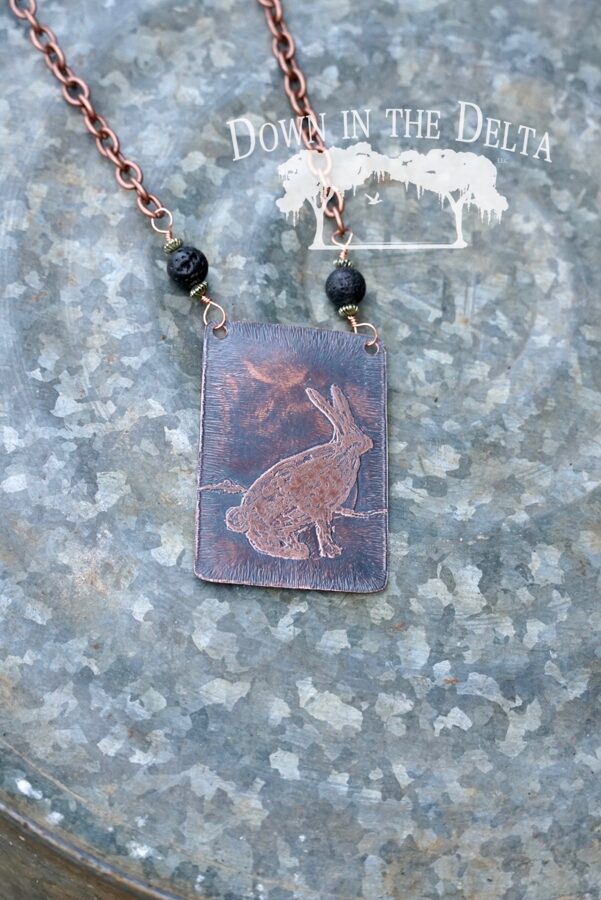 Rabbit Copper Acid Etched Necklace
