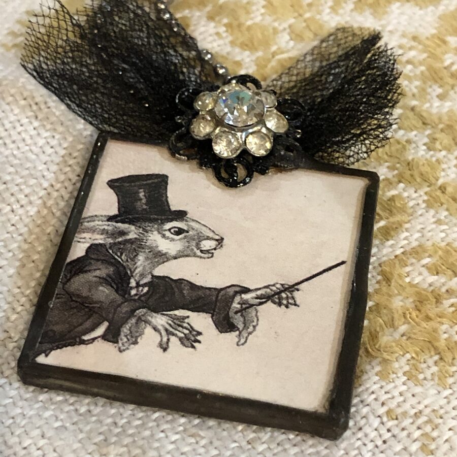 Vintage Necklace by Judy Pimperl - Rabbit Conductor 