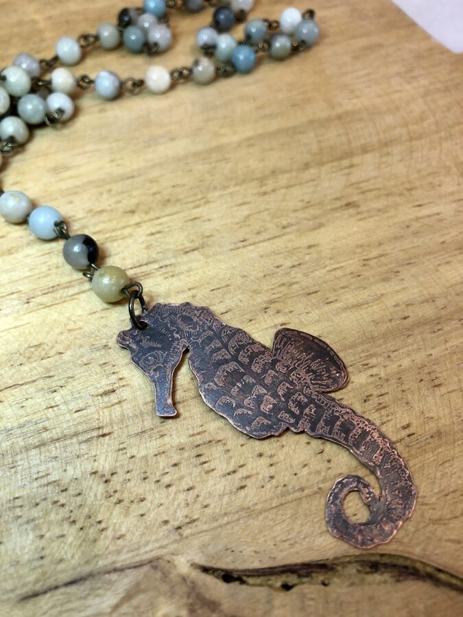Seahorse Necklace with 35” Chain that can be worn several different ways - At Innova Arts