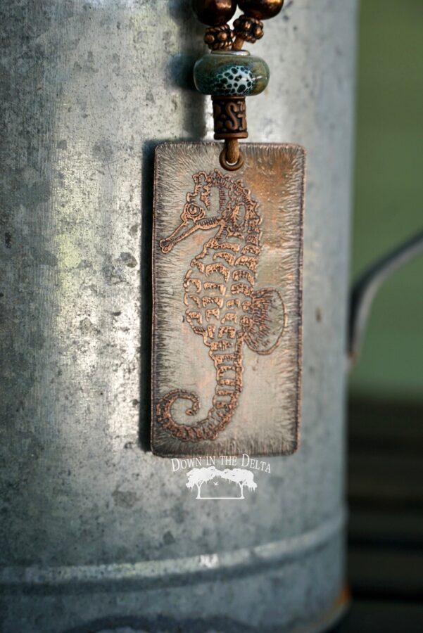 SOLD Seahorse Acid Etched Necklace
