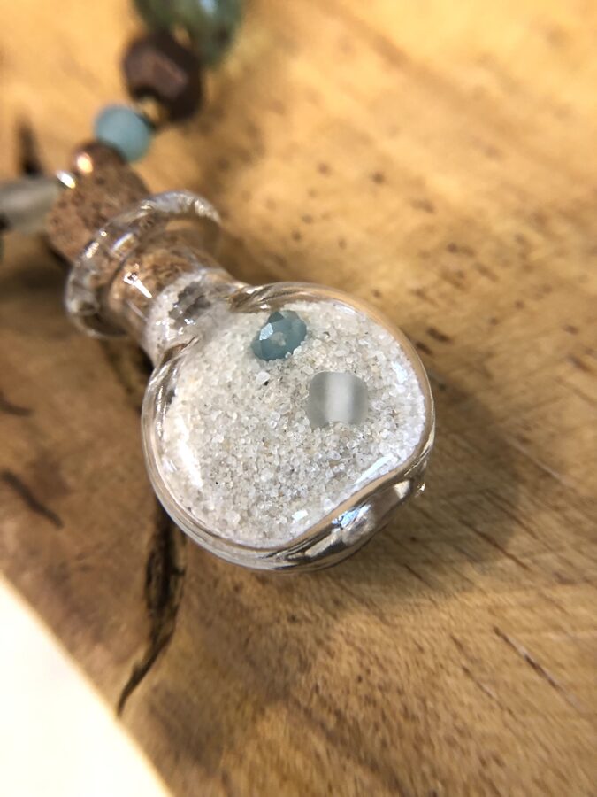 Sea Treasures Necklace with Tiny Bottle of Sand and Surprises
