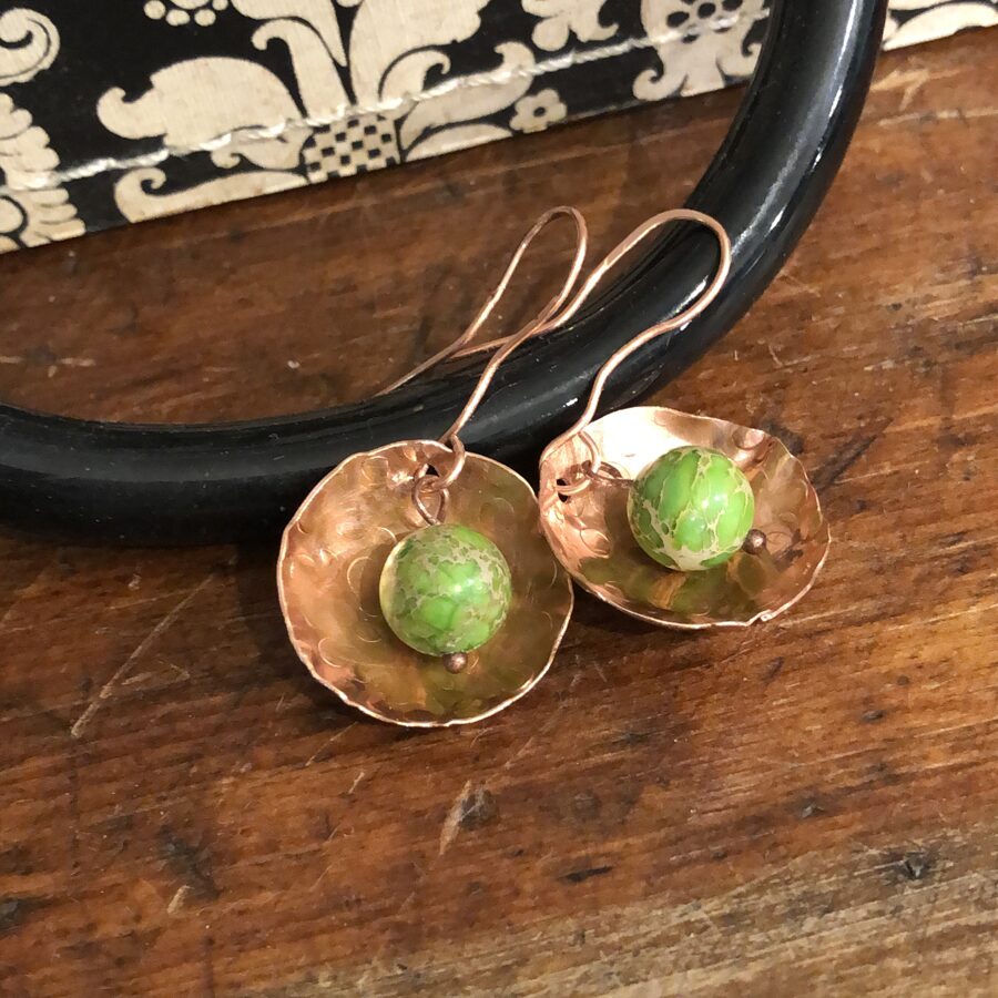 Copper Concave Hammered Earrings
