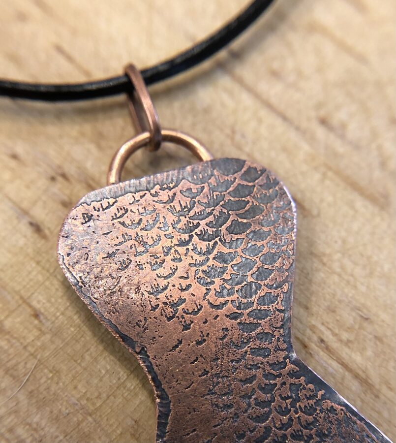 Acid Etched Copper Mermaid Tail Necklace - at Innova Arts