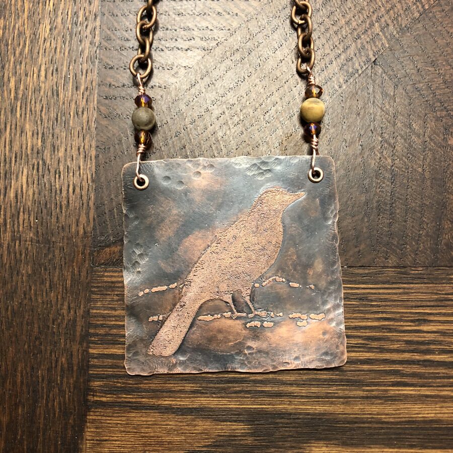 SOLD Copper Necklace - Crow