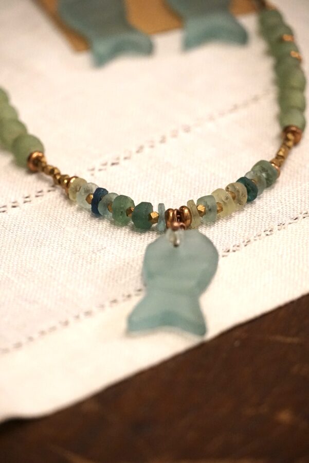 “Sea Glass” Fish Beaded Necklace (Earrings sold separately) AVAILABLE AT INNOVA ARTS