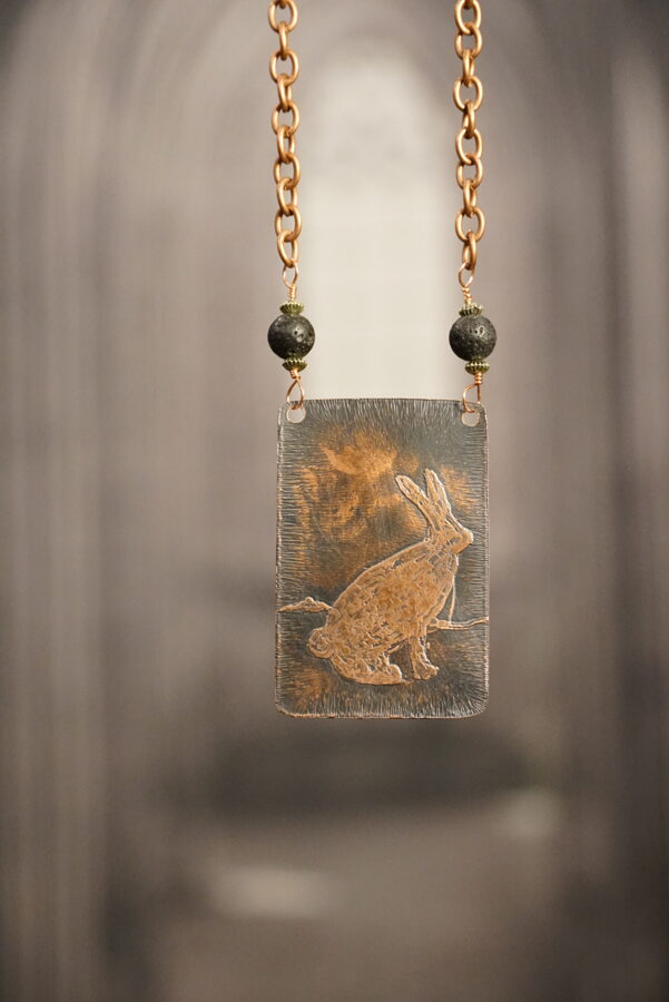 Rabbit Copper Acid Etched Necklace