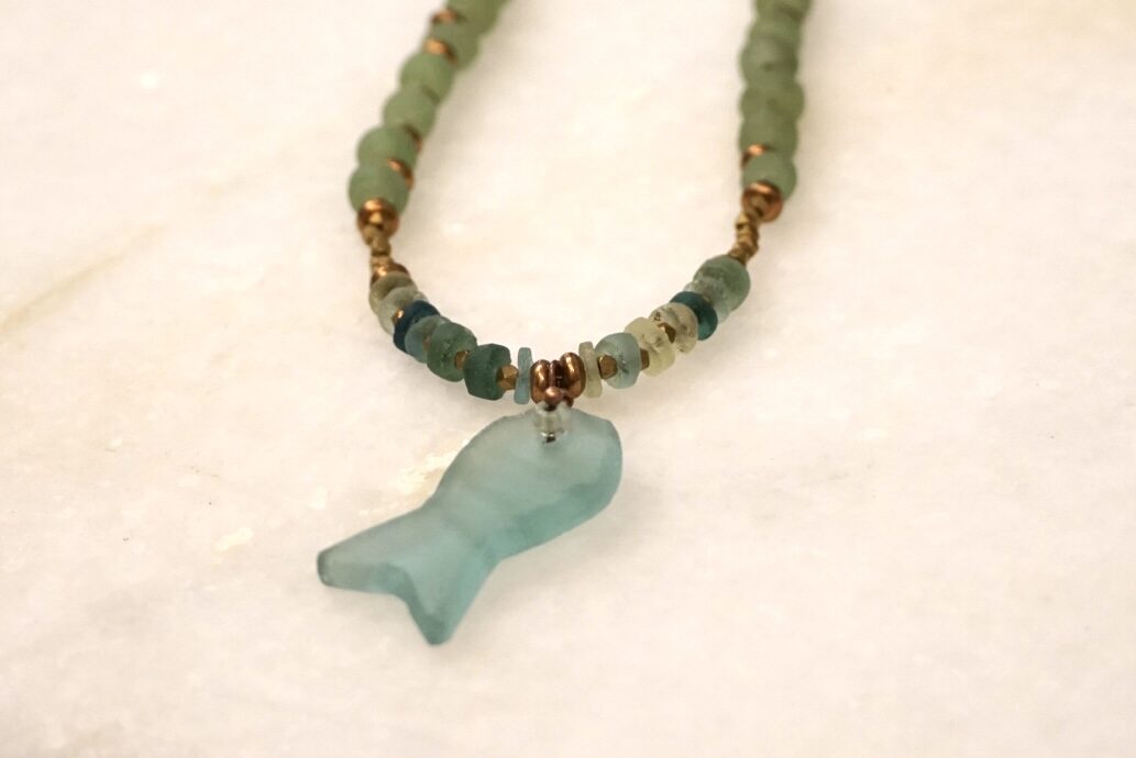 SOLD “Sea Glass” Fish Beaded Necklace (Earrings sold separately) AVAILABLE AT INNOVA ARTS