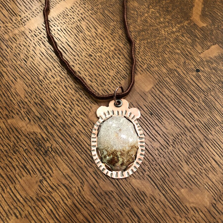 SOLD Agate Copper Necklace on Velvet Cord