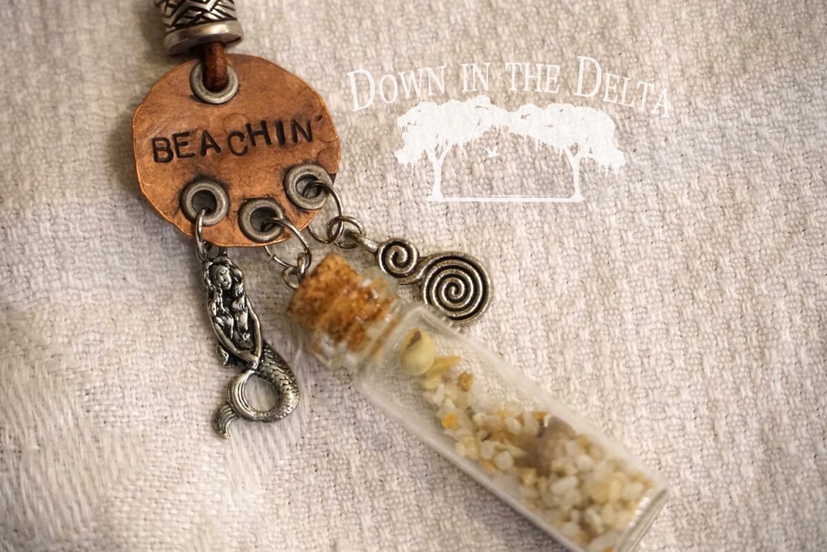 SOLD Beachin’ Necklace with Mermaid and Seashells—Featured in Belle Armoire Jewelry Magazine - Spring 2022