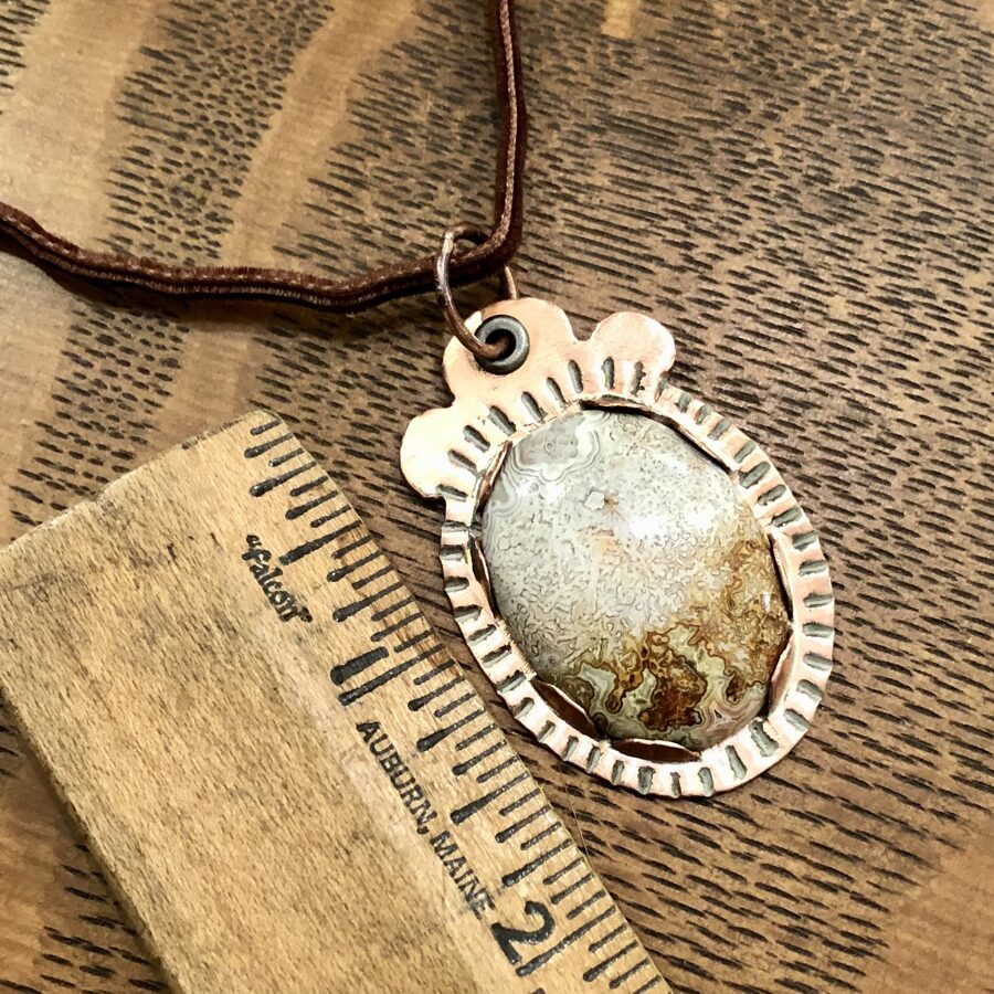 SOLD Agate Copper Necklace on Velvet Cord