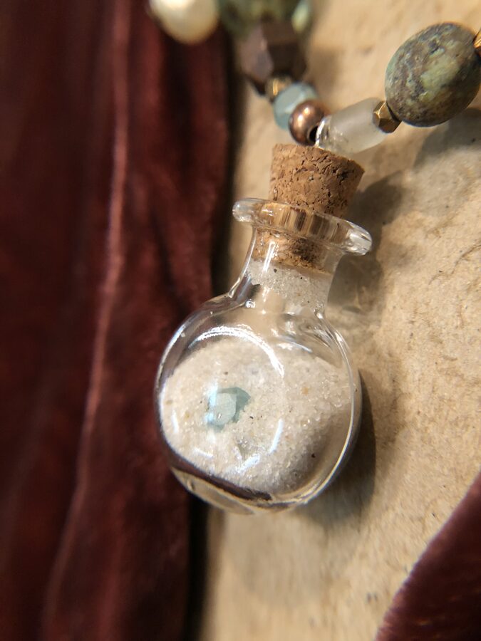 Sea Treasures Necklace with Tiny Bottle of Sand and Surprises