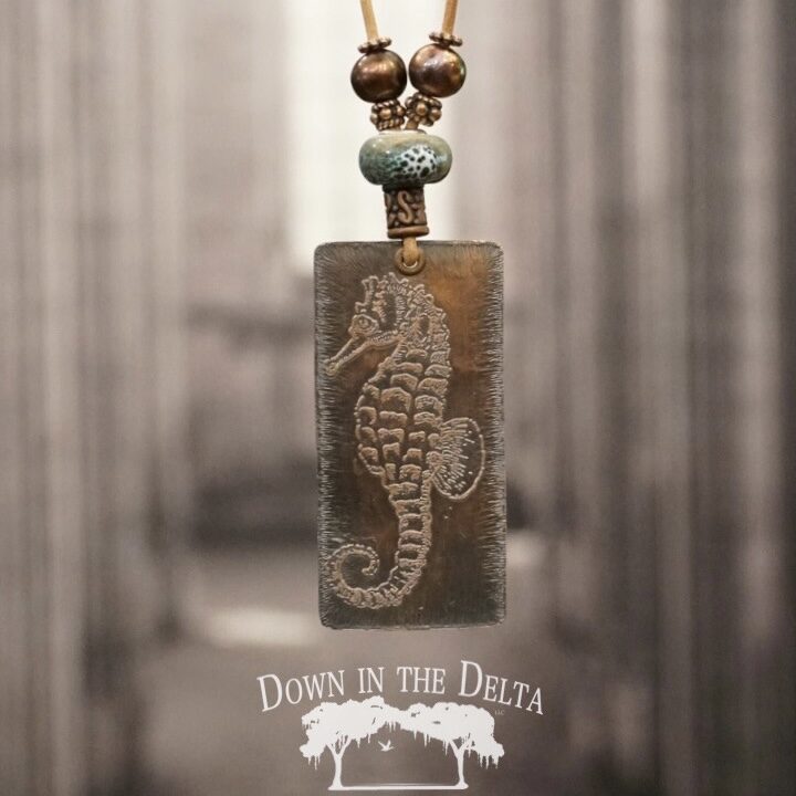 SOLD Seahorse Acid Etched Necklace