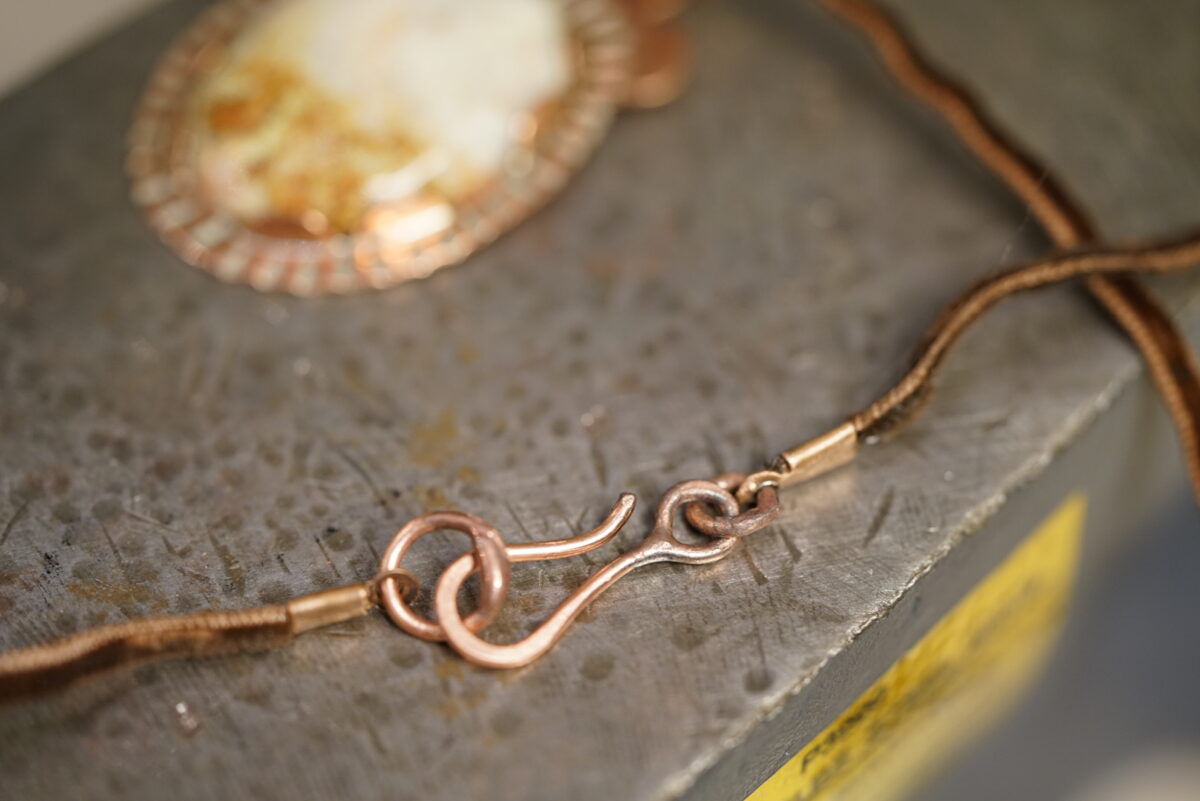 Agate Copper Necklace on Velvet Cord