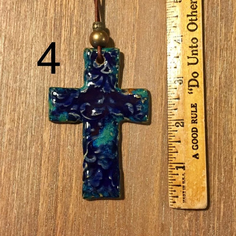 SOLD Cross Necklace with Pottery Focal Piece made from Alabama Clay