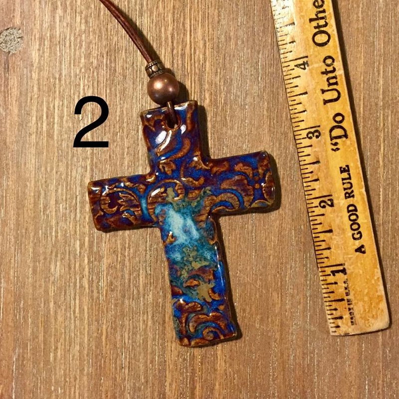 SOLD Cross Necklace with Pottery Focal Piece made from Alabama Clay