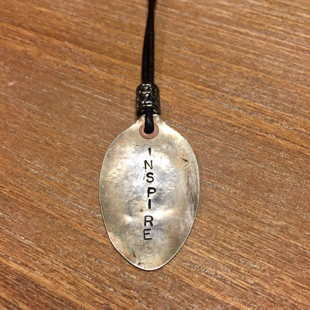 SOLD Silver Plated Recycled Smashed Spoon Necklace (Small) Item #7057