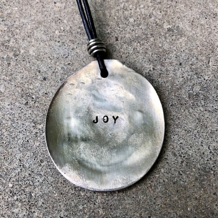 SOLD Silver Plated Recycled Smashed Spoon Joy Necklace (Large)