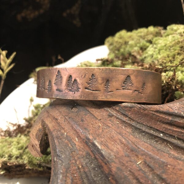 SOLD Copper Cuff with Trees and Black Patina
