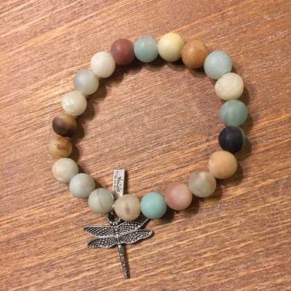 SOLD Matte Amazonite Beads with Dragonfly Charm-One Size fits Most